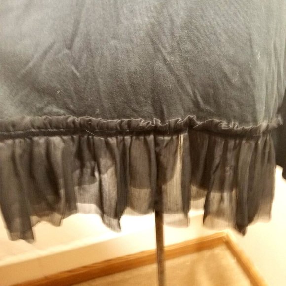 Blouse Thin Sweater Plus 2X Black Long Sleeve Button Front Ruffle Dress Casual - Picture 8 of 9